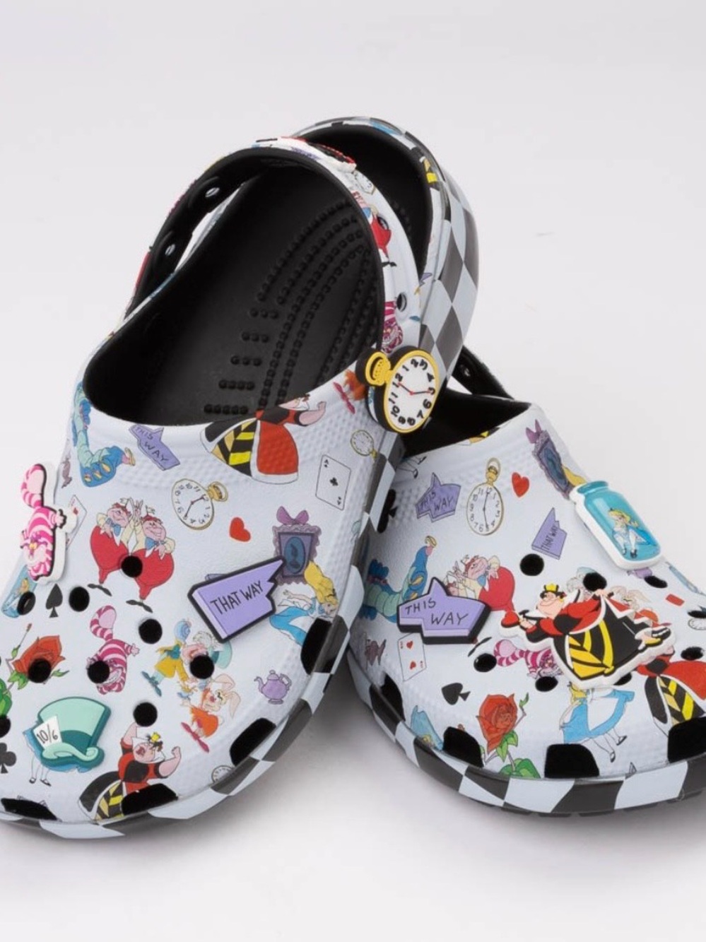 Disney Alice in Wonderland White Patterned Slip-On Sandals